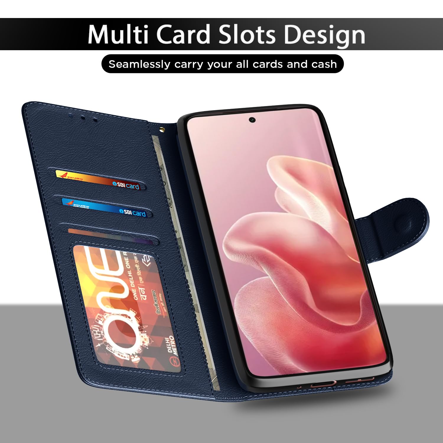 Pikkme Motorola Moto Edge 60 5G / Motorola Moto Edge 60 Fusion 5G Vintage Flip Cover (Blue)