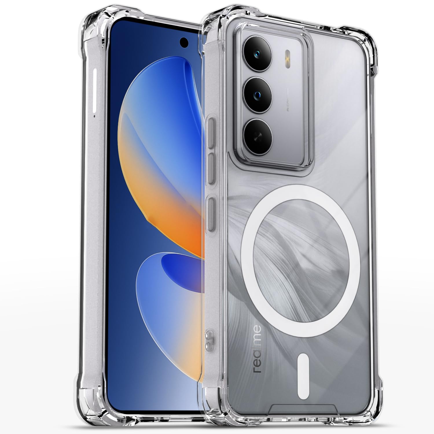 Pikkme Realme C71 Mag-Safe Shockproof PC + TPU Back Cover (Transparent)