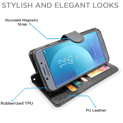 Pikkme Samsung Galaxy J7 Pro Vintage Flip Cover (Black)