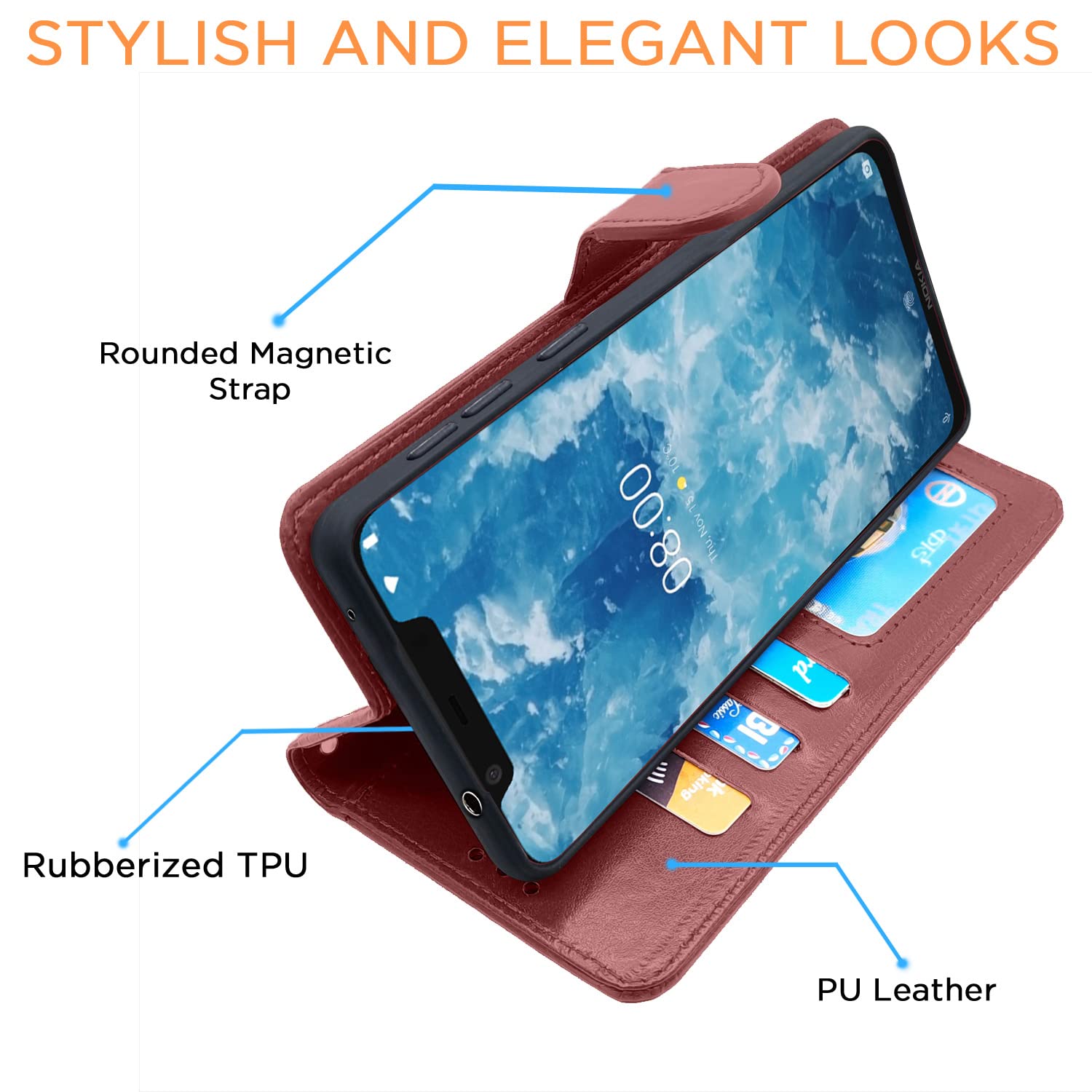 Brown flip cover for Nokia 8.1 – Pikkme – photo 5