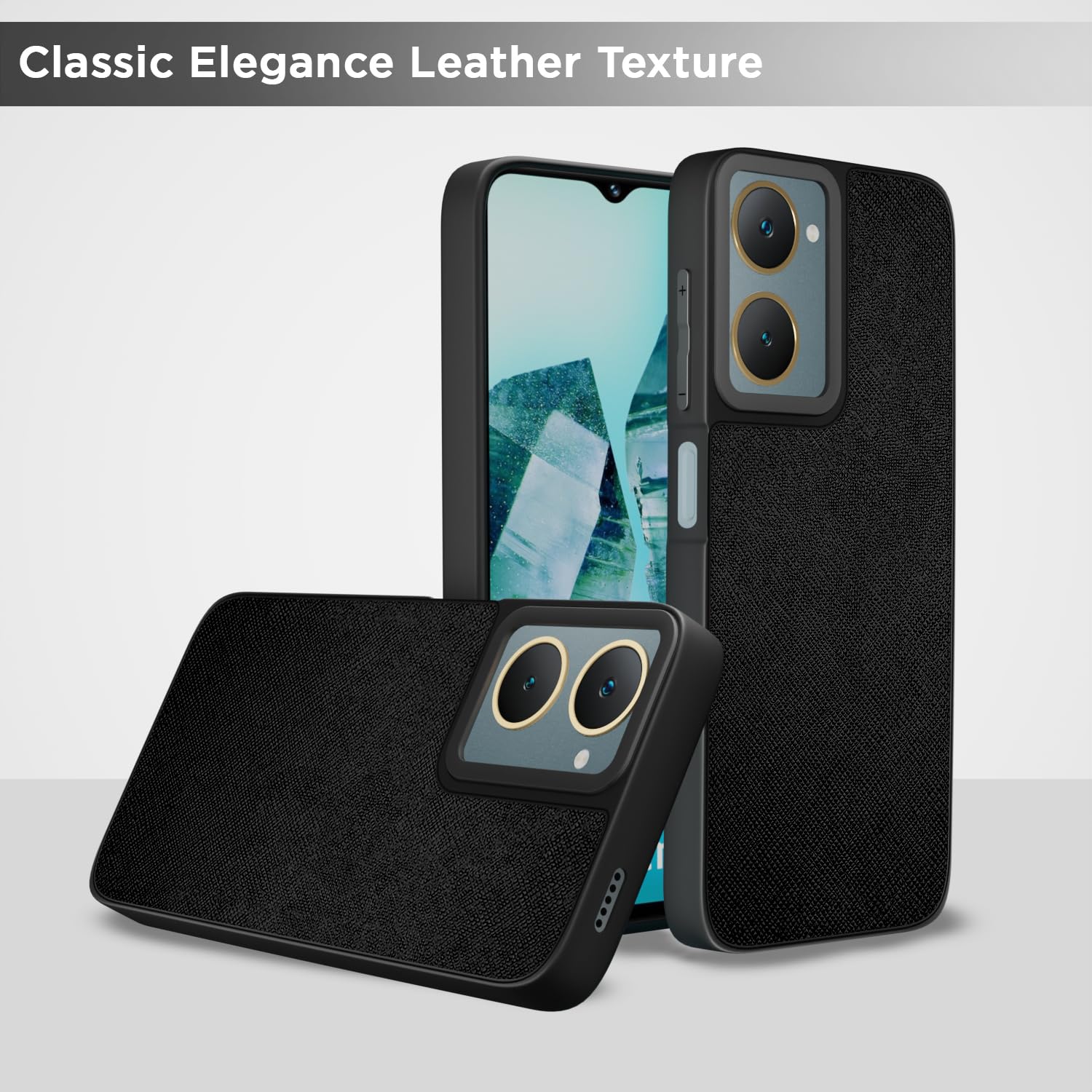 Pikkme black Leatherback mobile cover for iQOO Z9 Lite 5G/Vivo T3 Lite 5G/Vivo Y18/Y18e/Y03 – photo 6