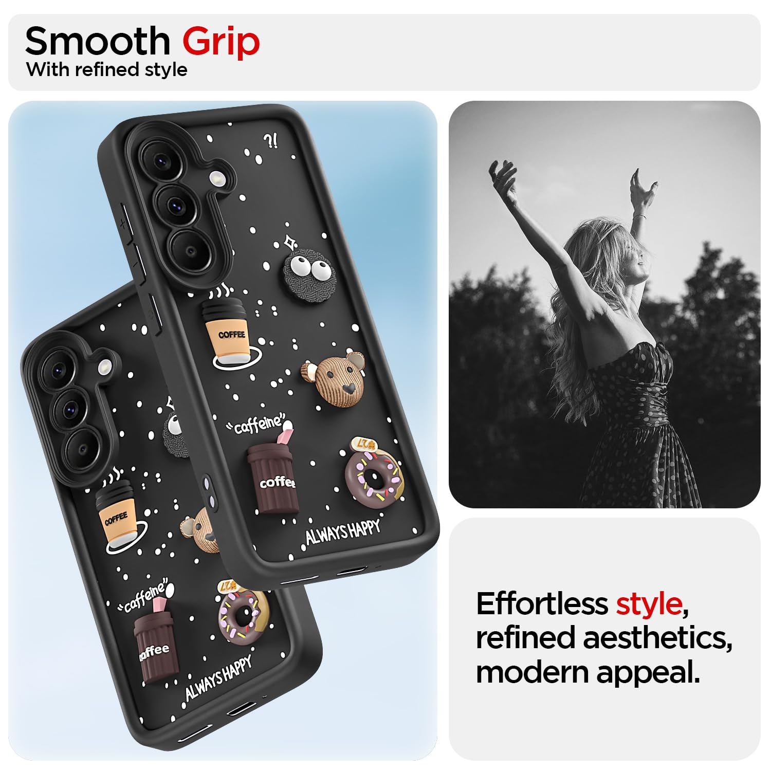 Pikkme black Bear Coffee mobile cover for Samsung A37 5G – photo 2