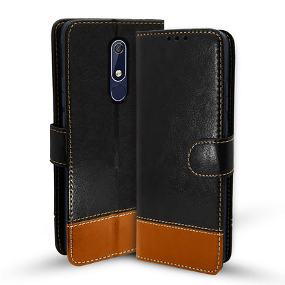 Black & brown mobile flip cover for Nokia 5.1 Plus/5.1 – Pikkme
