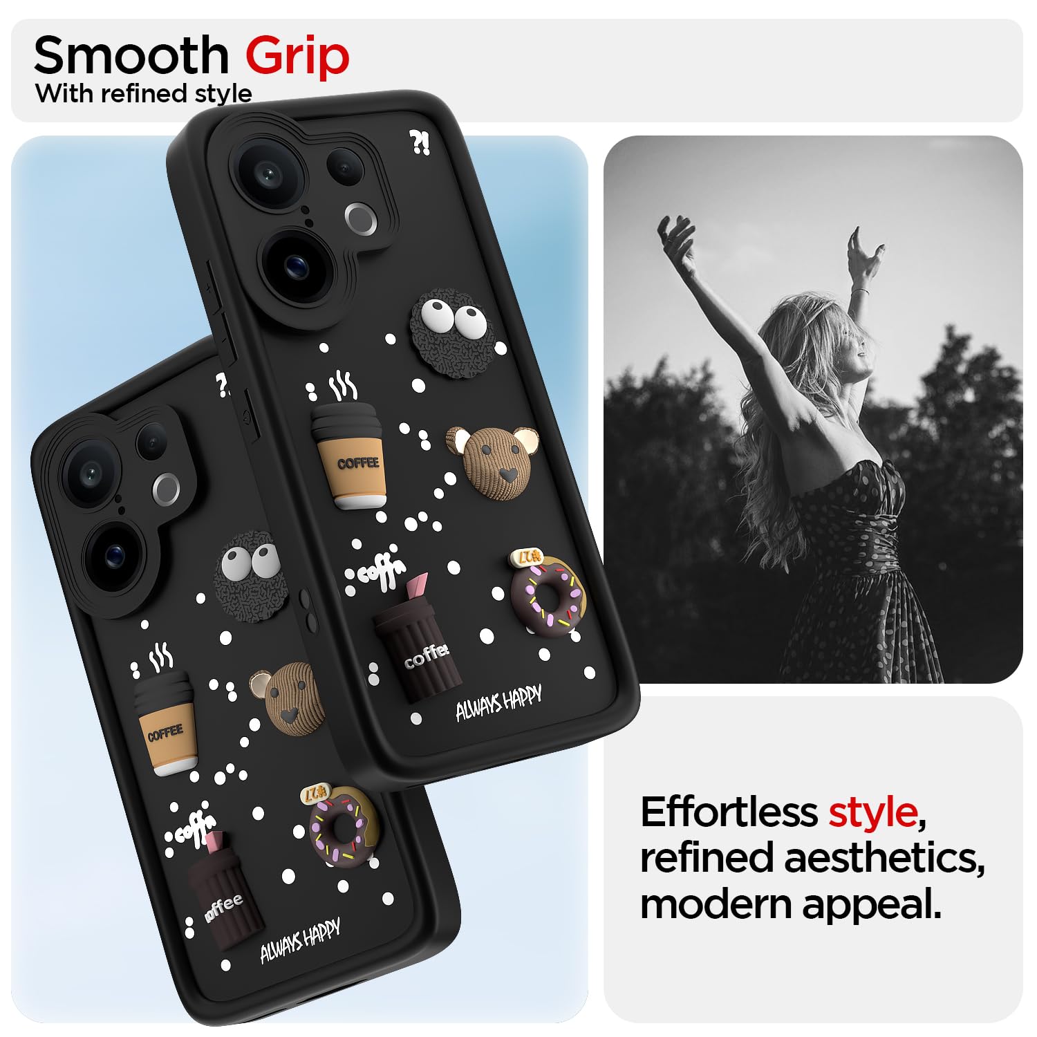 Vivo X200 FE 5G/3D Silicone back cover in black by Pikkme – photo 2
