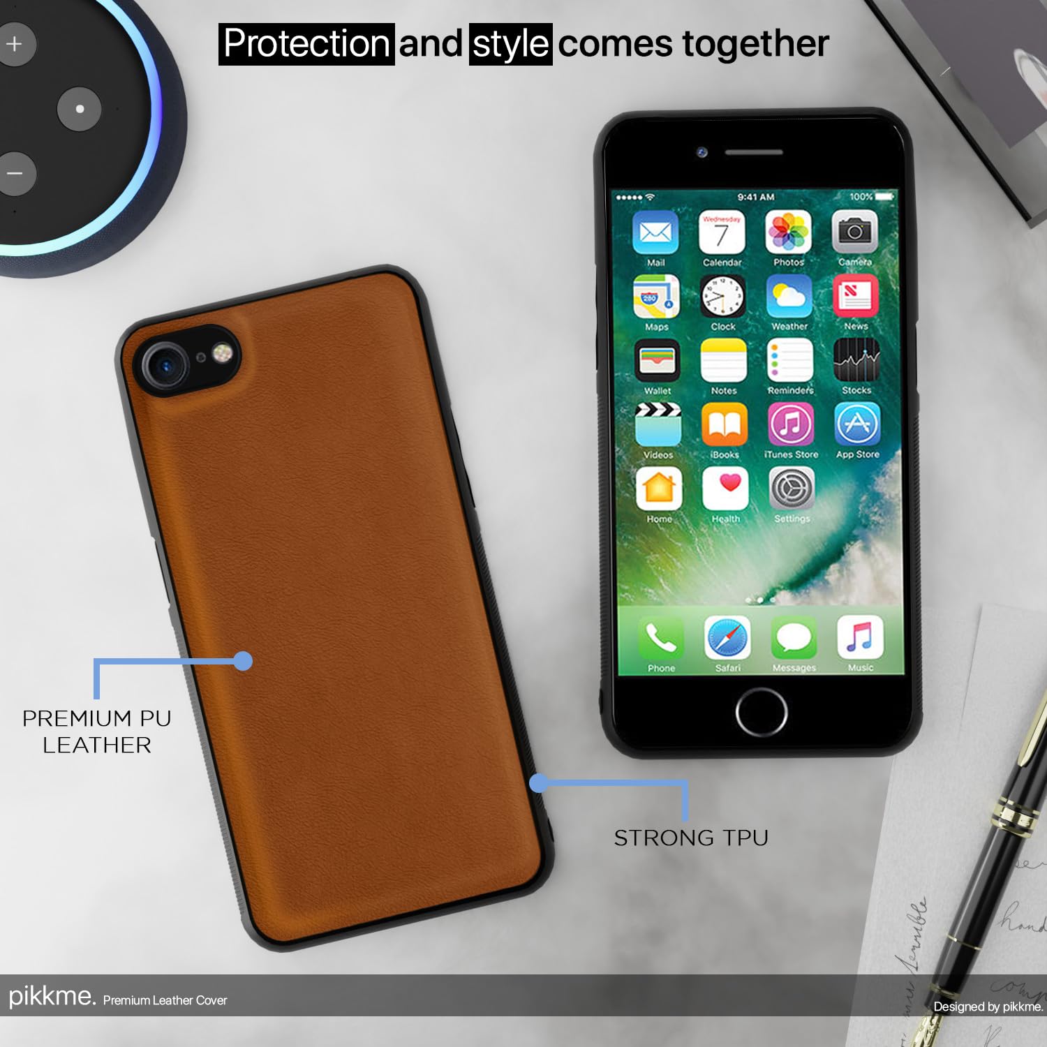 Pikkme iPhone 7/8 Flexible Pu Leather Leatherback Back Cover (Camel)