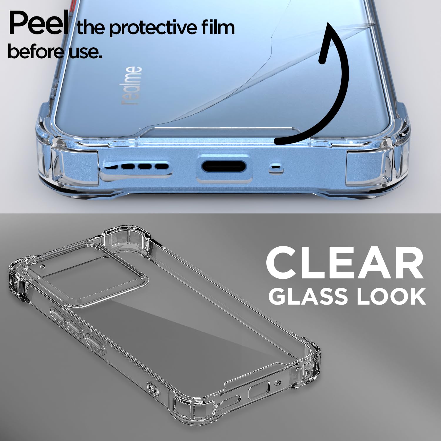 Pikkme Realme GT 7 5G / GT 7T 5G PC + TPU Crystal Clear Back Cover (Transparent)