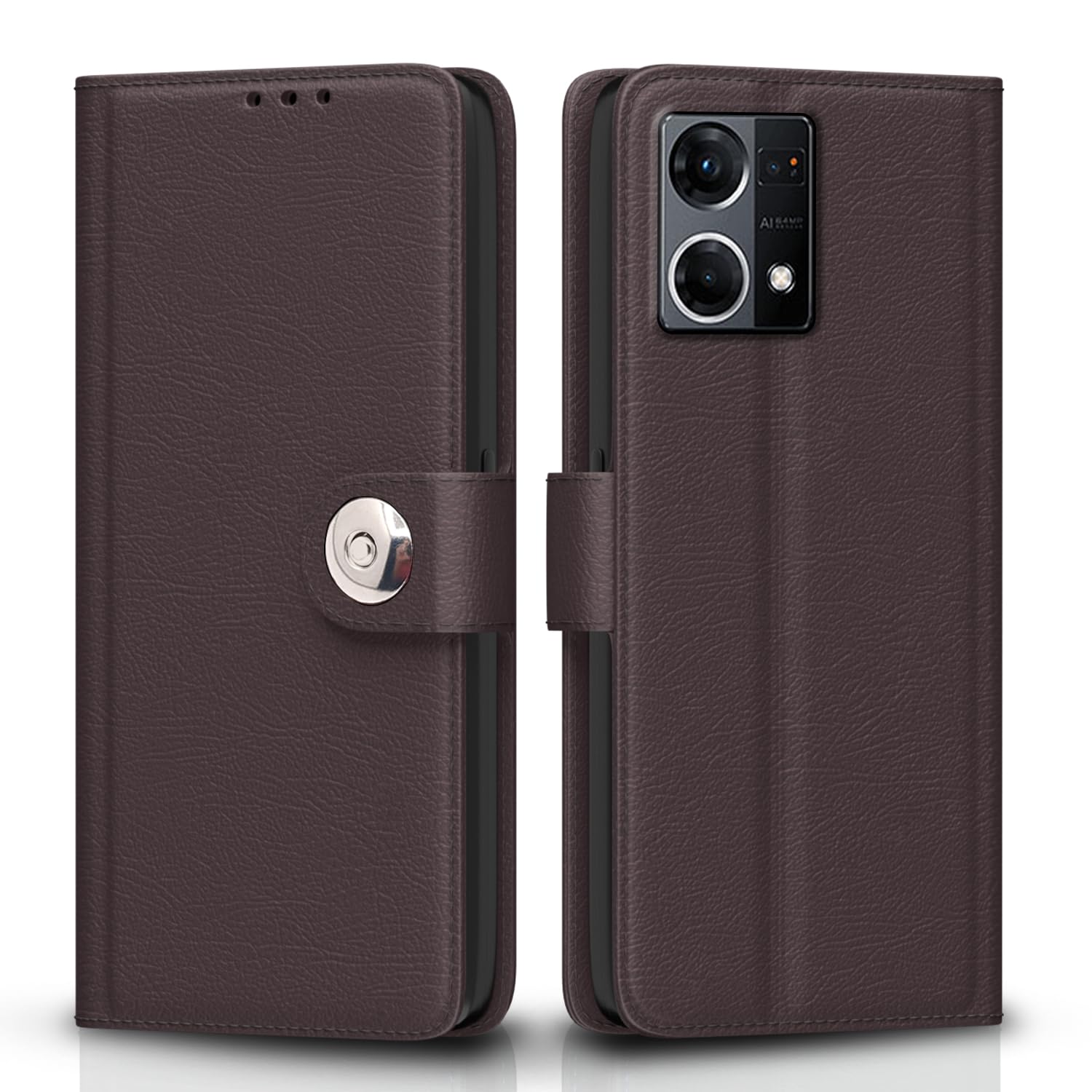 Pikkme Oppo Reno 7 5G Button coffee flip case