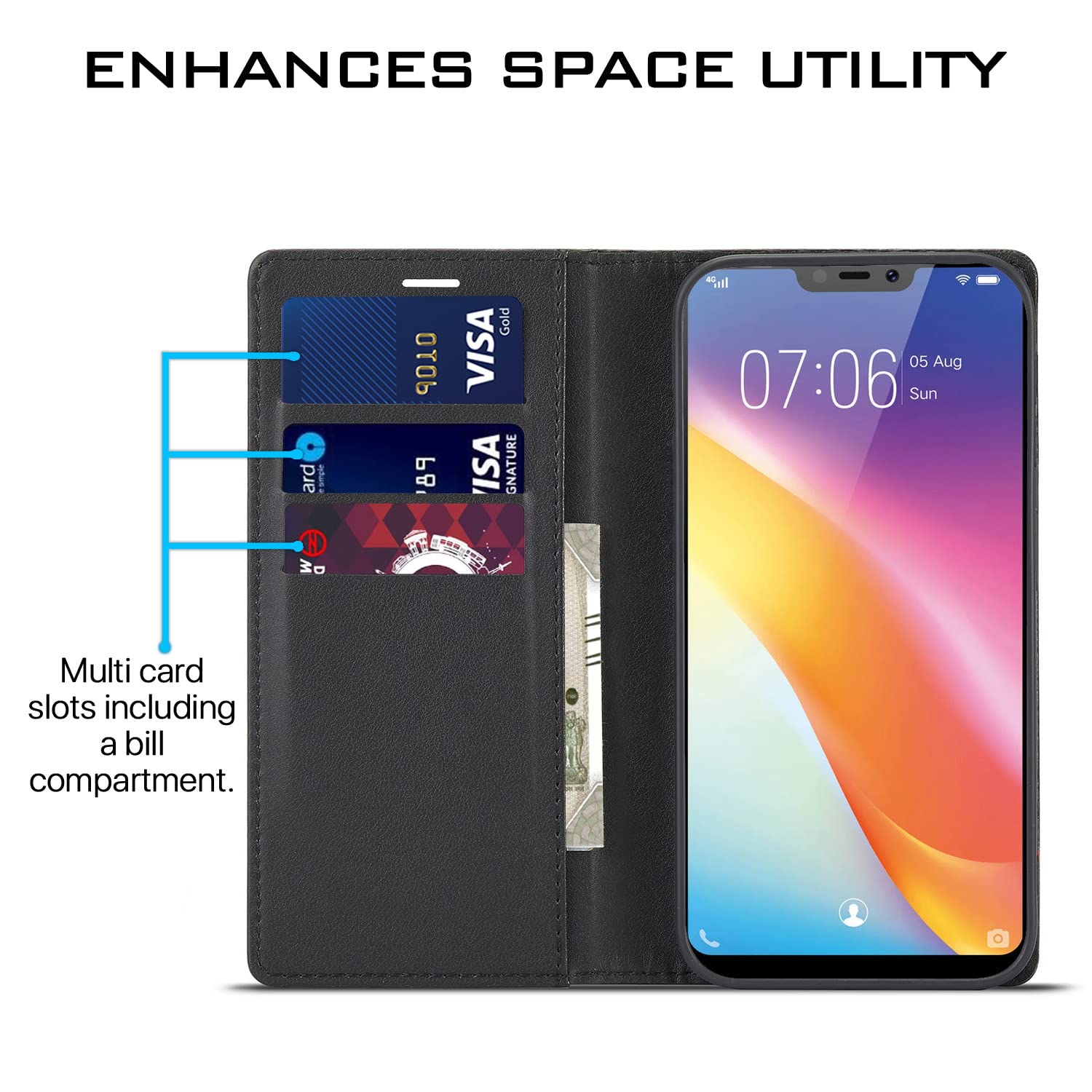 Pikkme Vivo Y83 Pro Wallet black mobile flip cover – photo 3