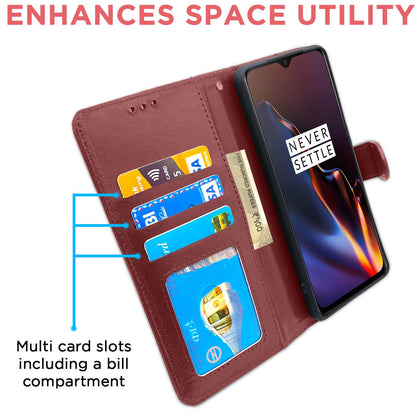 OnePlus 6T wallet flip cover in brown by Pikkme – photo 3