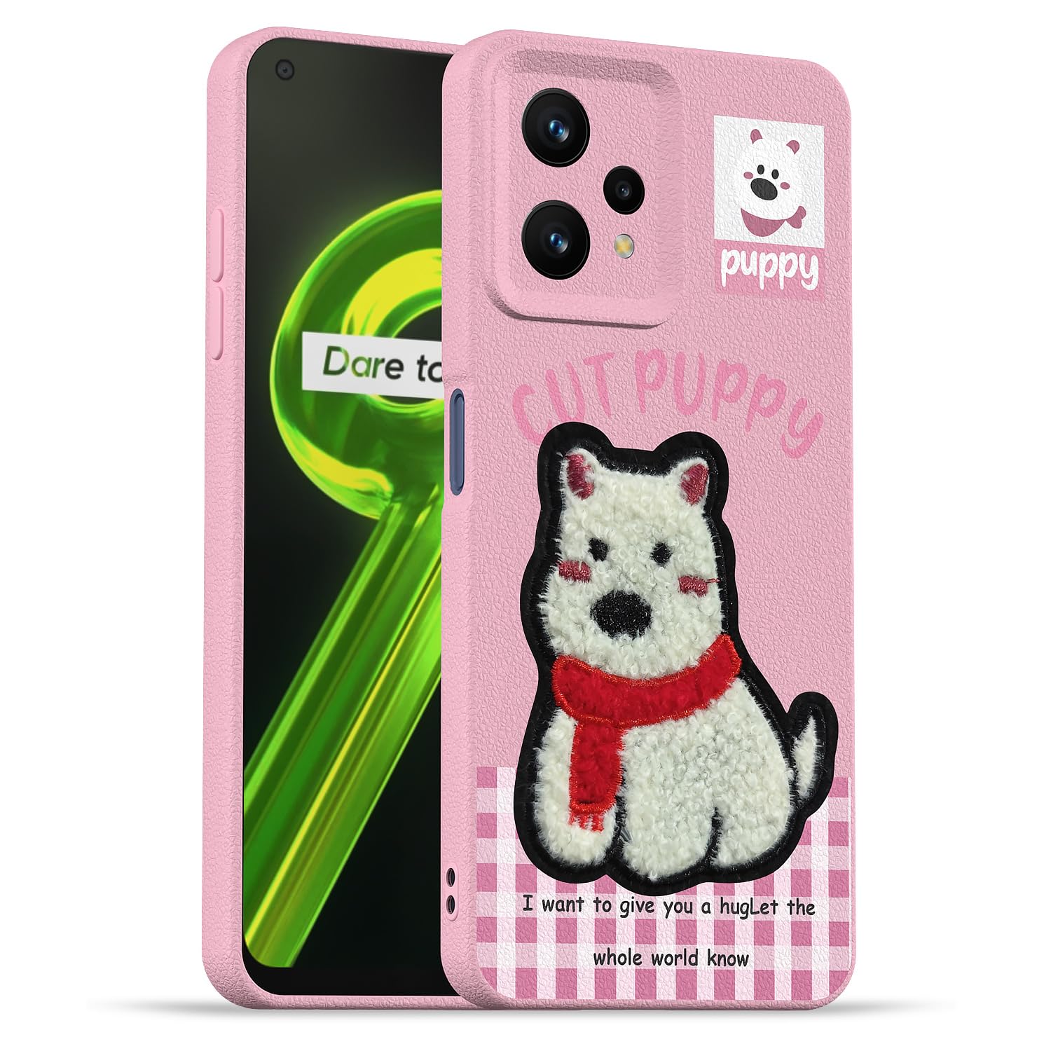 Pikkme Realme 9 4G/9 Pro Plus 5G Plush Patch pink phone cover