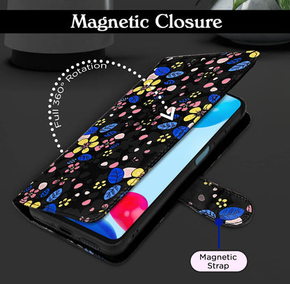 Black flower Wallet wallet flip cover for Redmi Note 11/Note 11s – Pikkme – photo 3