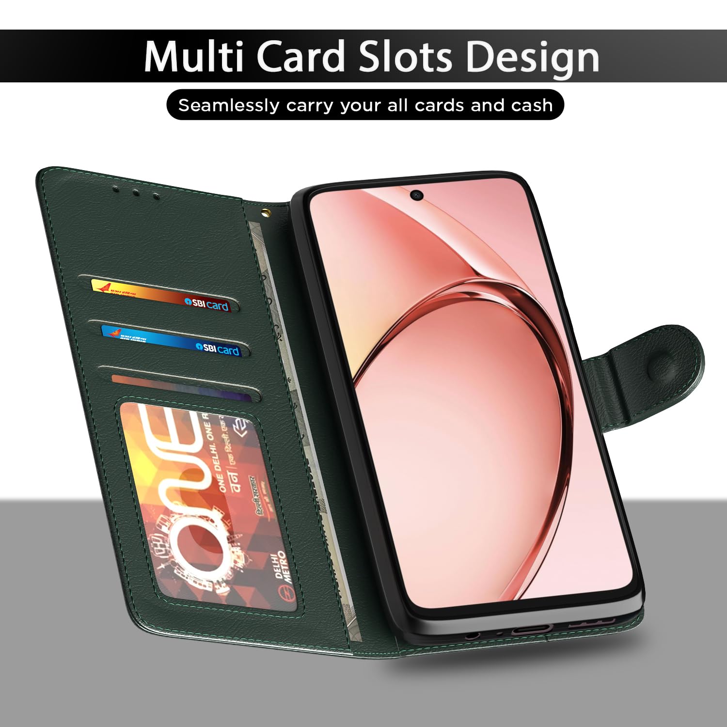 Pikkme green mobile flip cover for Oppo A3x 5G/A3x 4G/A3 5G – photo 5