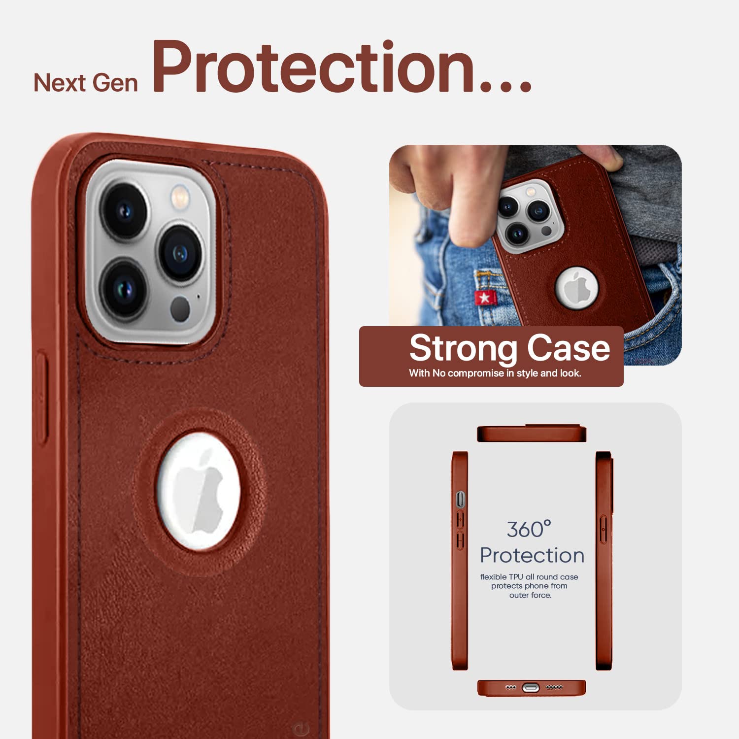 iPhone 13 Pro Leather mobile cover in brown by Pikkme – photo 7