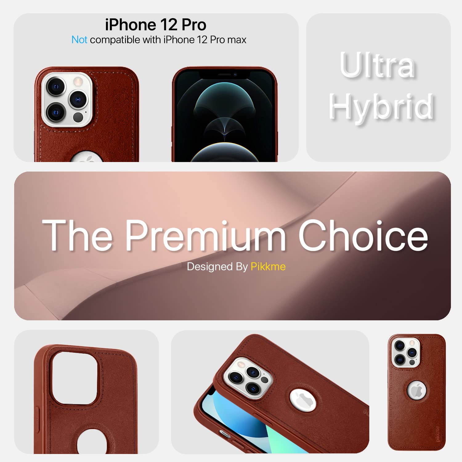 Pikkme iPhone 12 Pro Luxe Series | Velvet Cloth Inside PU Leather Back Case (Brown)