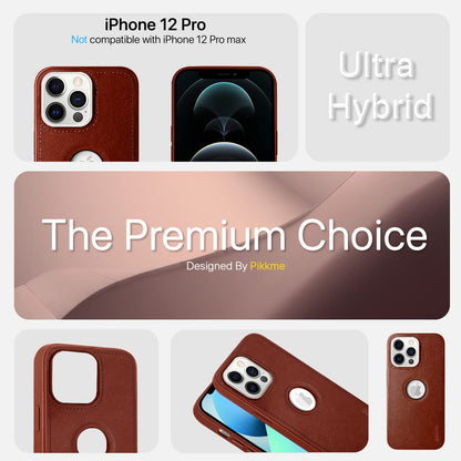 Pikkme iPhone 12 Pro Luxe Series | Velvet Cloth Inside PU Leather Back Case (Brown)