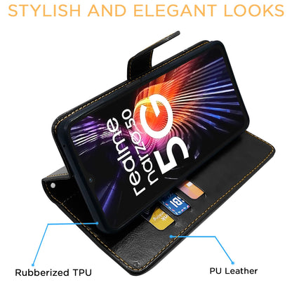 Black & brown Magnetic mobile flip cover for Realme Narzo 50 5G – Pikkme – photo 5