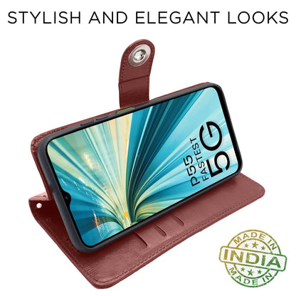 Pikkme brown Button mobile flip cover for Itel P55 5G – photo 5
