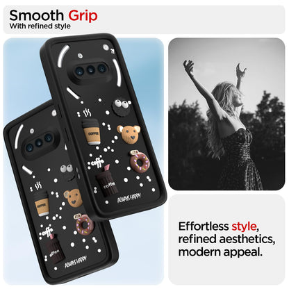 Pikkme Nothing Phone 3a 5G Cute Fun Cartoon 3D Bear Coffee Back Cover (Black)