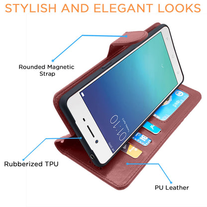 Pikkme Oppo A37 Vintage Flip Cover (Brown)