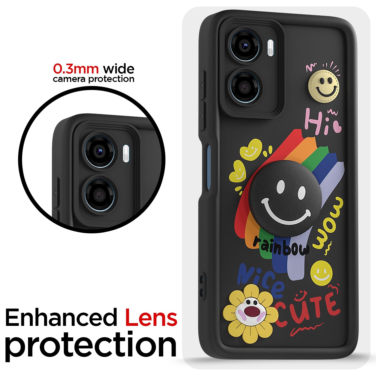 Pikkme black Smile Rainbow phone cover for Moto G06 Power – photo 5