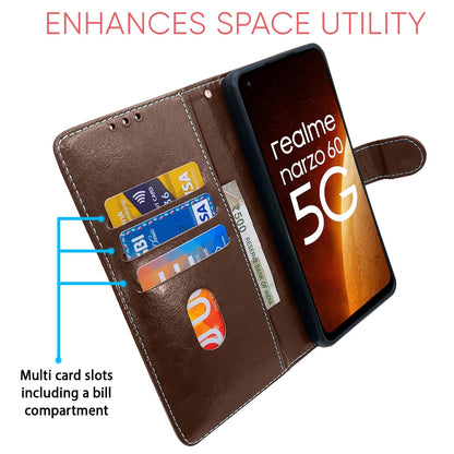 Pikkme brown & coffee Magnetic wallet flip cover for Realme Narzo 60 5G – photo 3