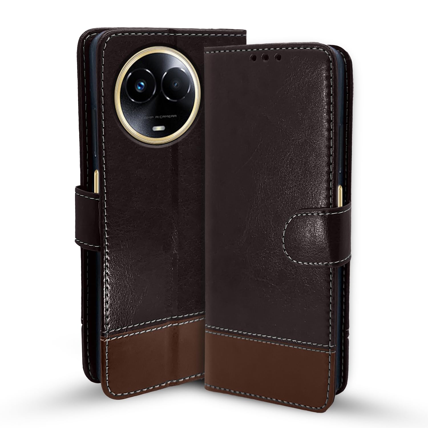 Coffee & brown Magnetic mobile flip cover for Realme 11/11X 5G/Narzo 60X 5G – Pikkme