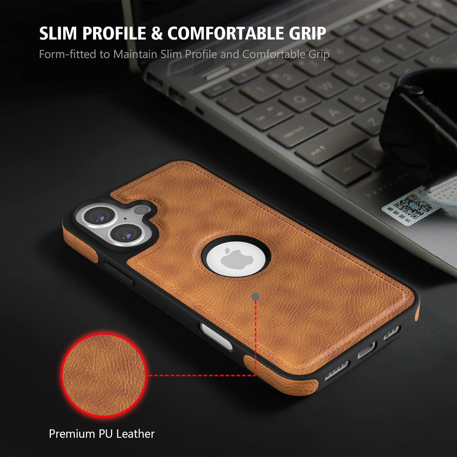 Pikkme iPhone 16 Flexible Pu Leather Back Cover (Brown)