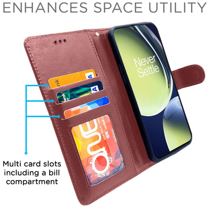 Pikkme OnePlus Nord Ce 3 Lite 5G Vintage Flip Cover | Brown