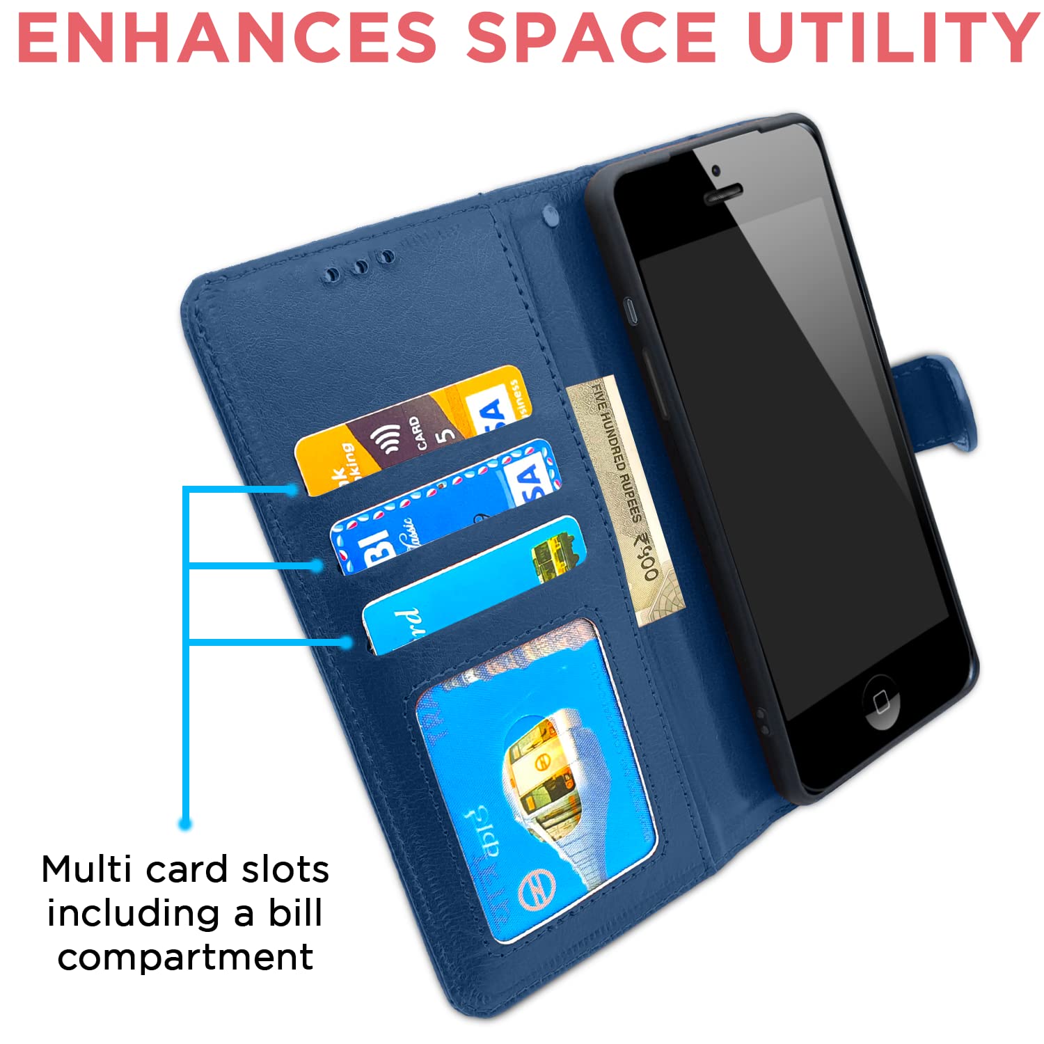 Pikkme iPhone 5 / 5s / Se Vintage Flip Cover (Blue)