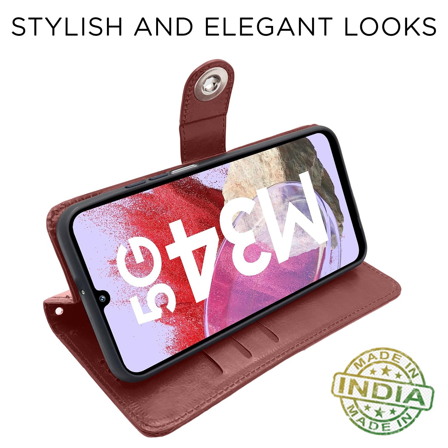 Pikkme brown mobile flip cover for Samsung M34 5G – photo 5