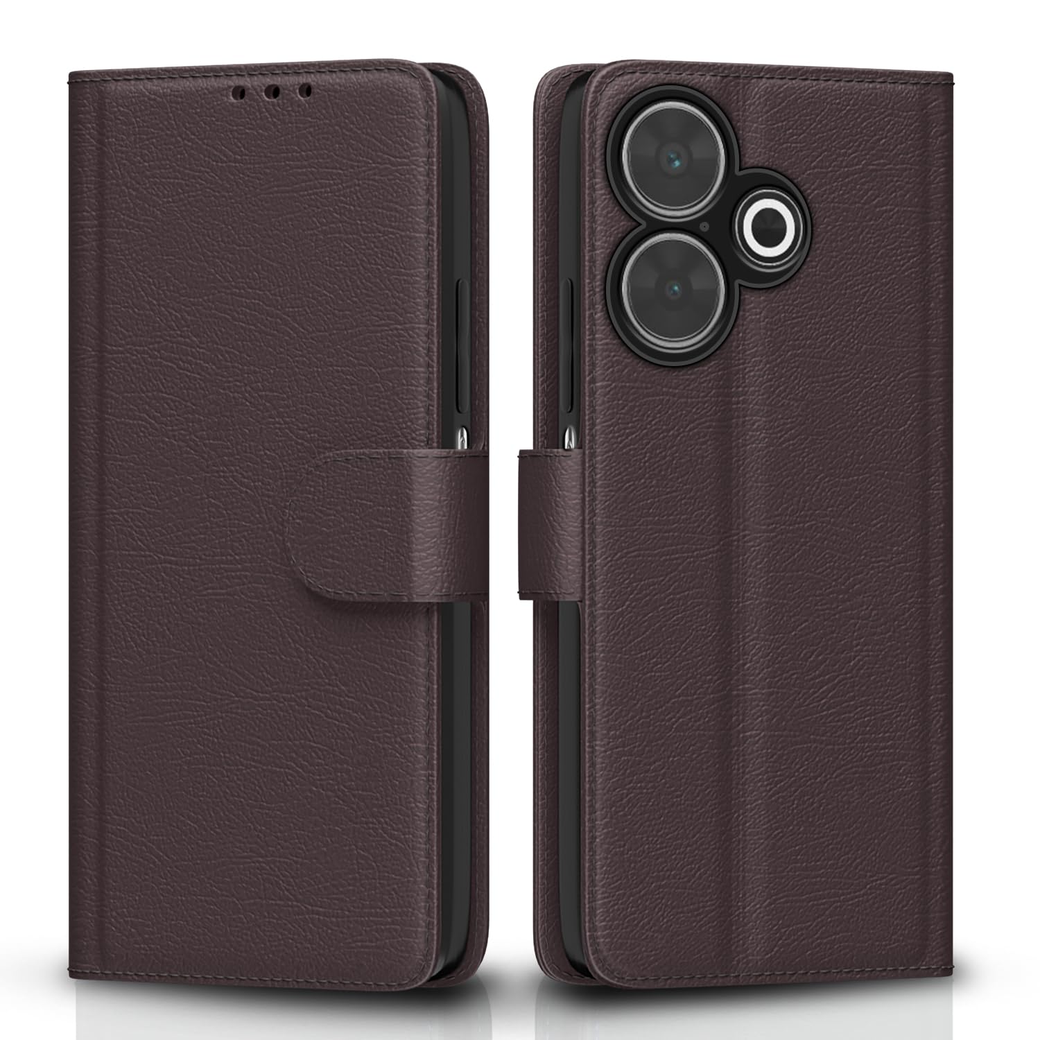 Redmi 13/Poco M6 Plus 5G wallet flip cover in coffee by Pikkme