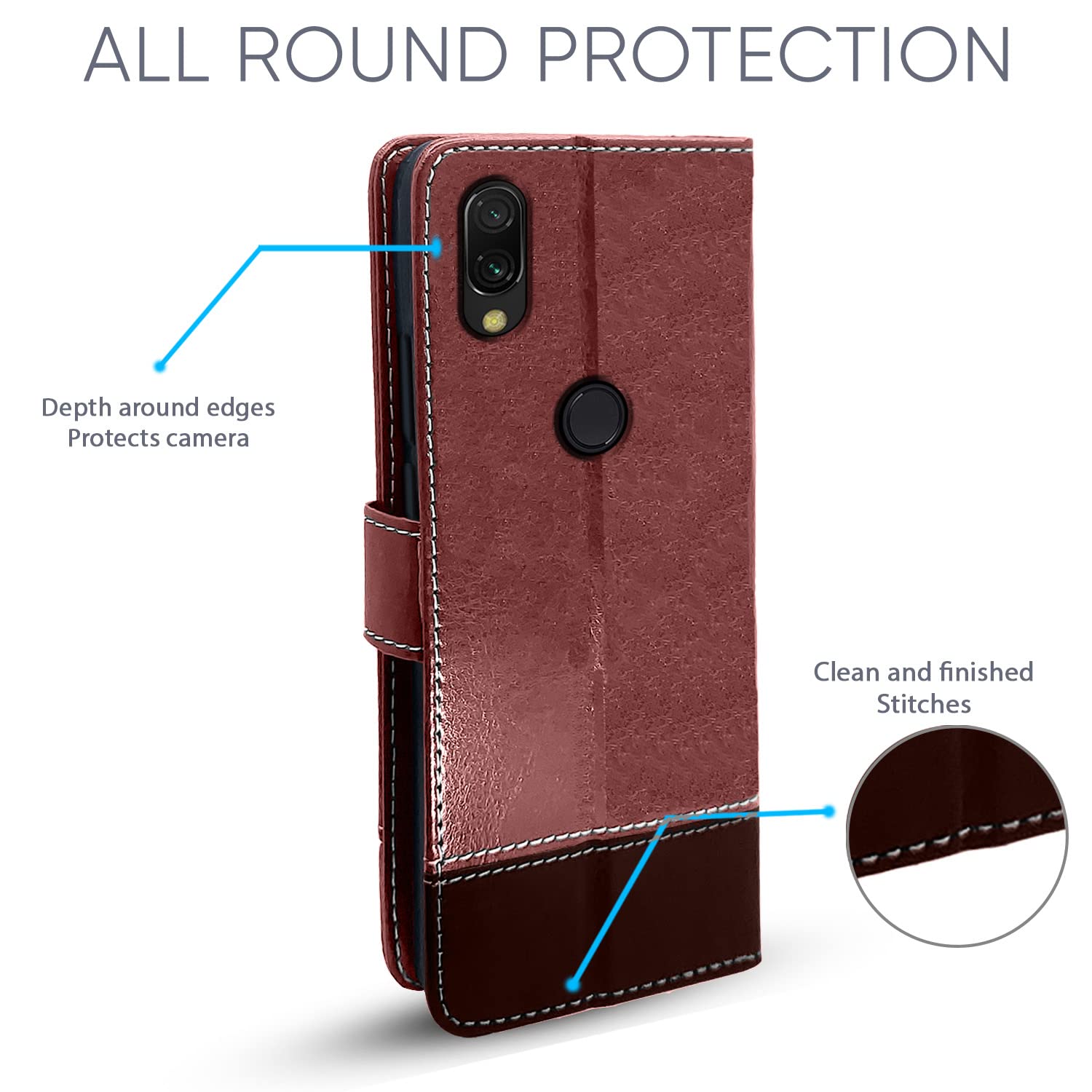 Pikkme Redmi 7/Y3 brown & coffee wallet flip cover – photo 2