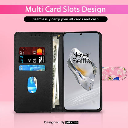 Pink flower Wallet wallet flip cover for OnePlus 12 5G – Pikkme – photo 2