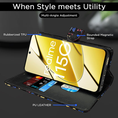 Realme 11/11X/Narzo 60X 5G Wallet flip cover in black flower by Pikkme – photo 5