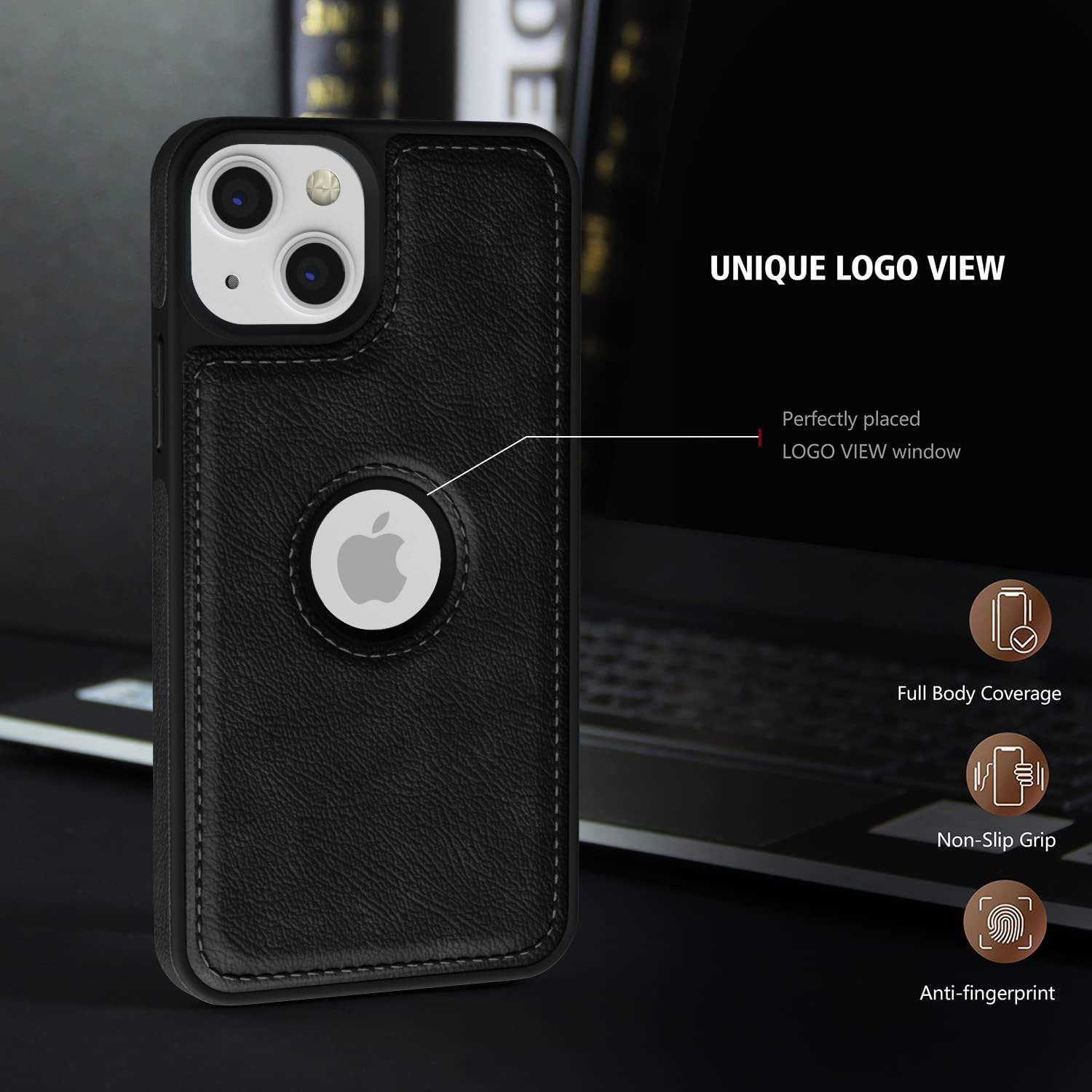 Black Leather mobile back cover for iPhone 14 Plus – Pikkme – photo 2