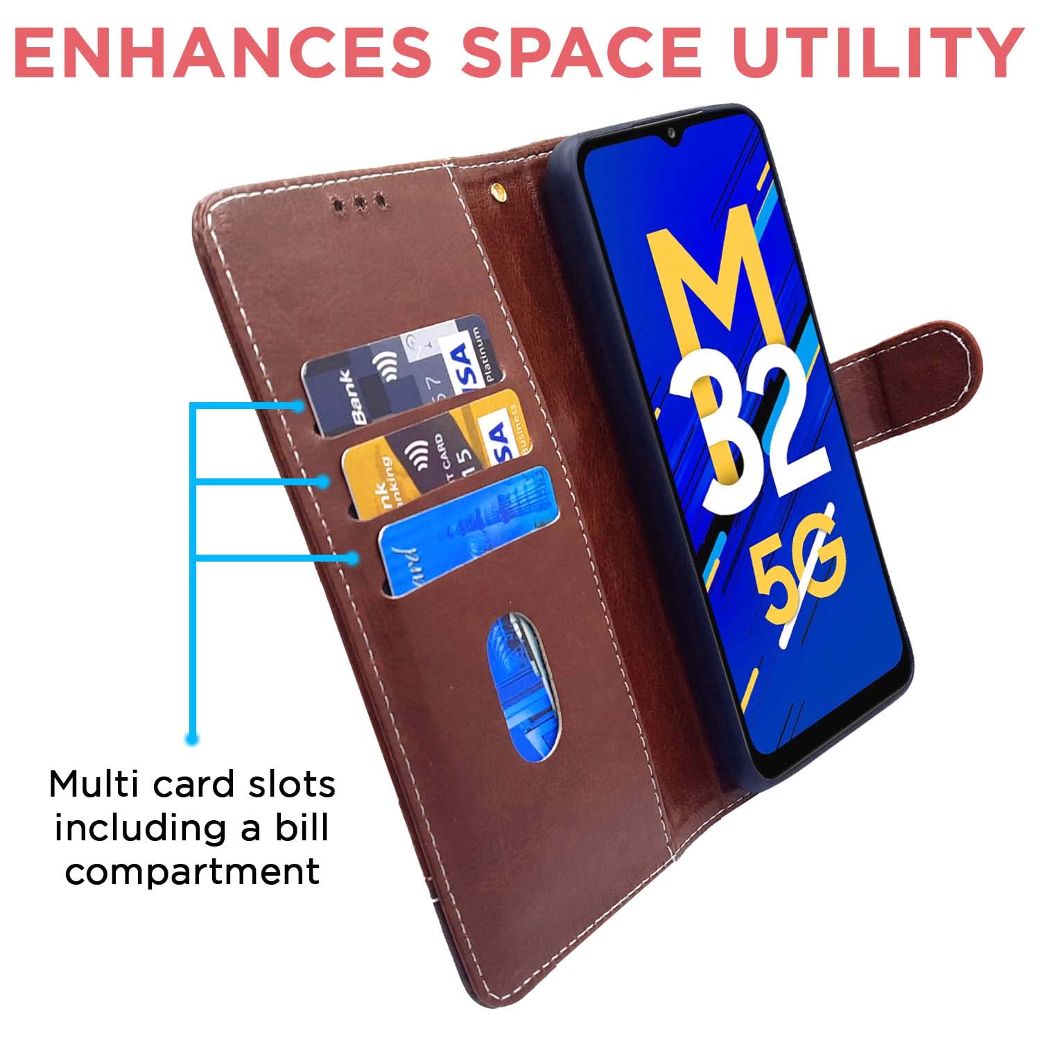 Brown & coffee flip cover for Samsung M32/A32 5G – Pikkme – photo 3