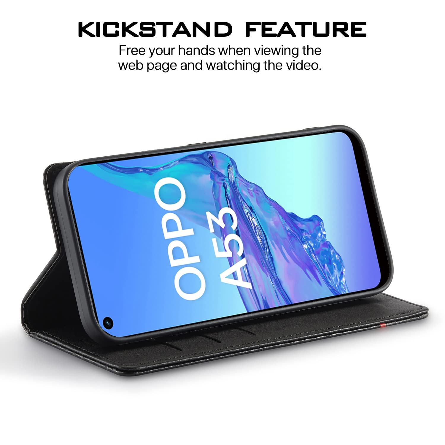 Oppo A53 Wallet mobile flip cover in black by Pikkme – photo 5