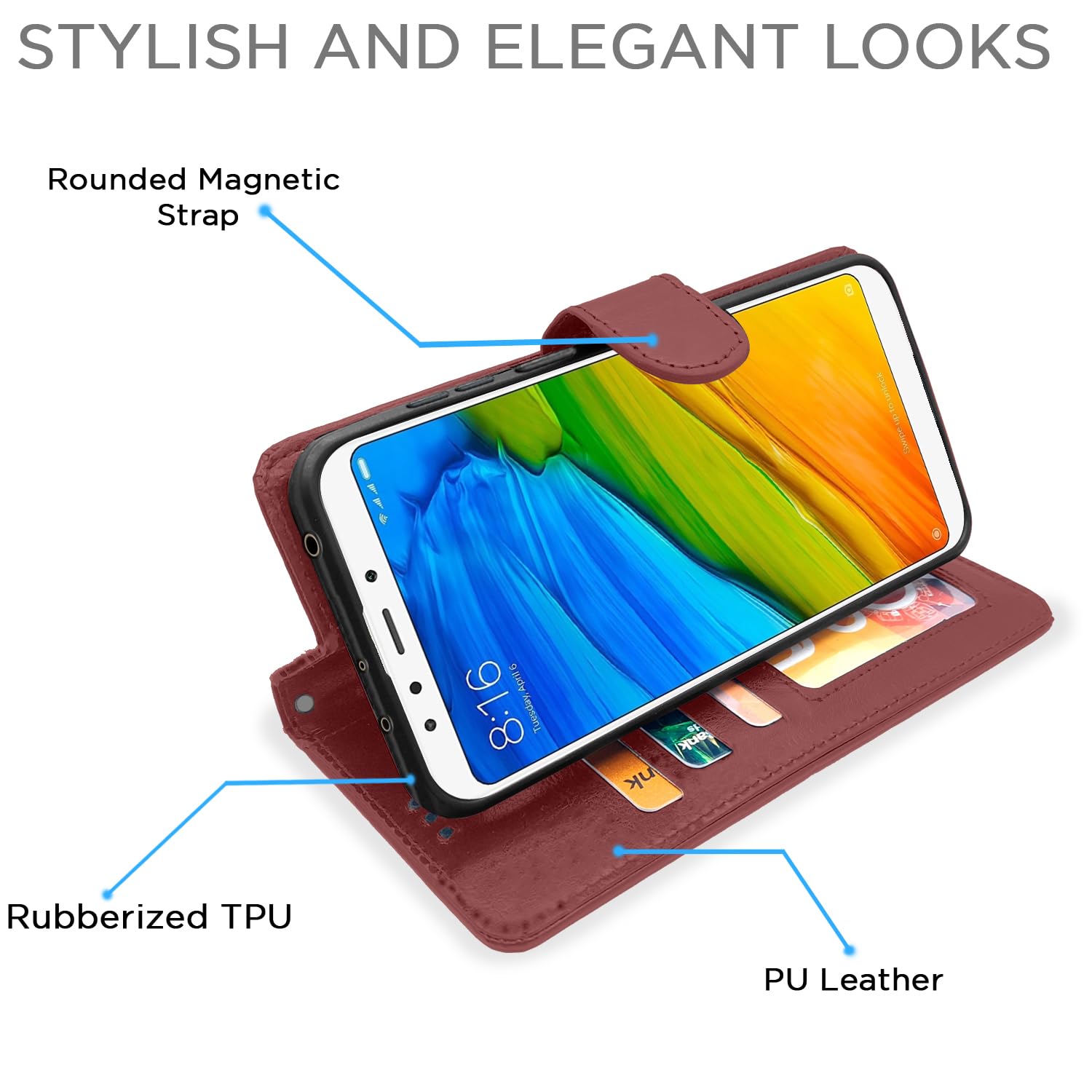 Pikkme Redmi 5 brown mobile flip cover – photo 3