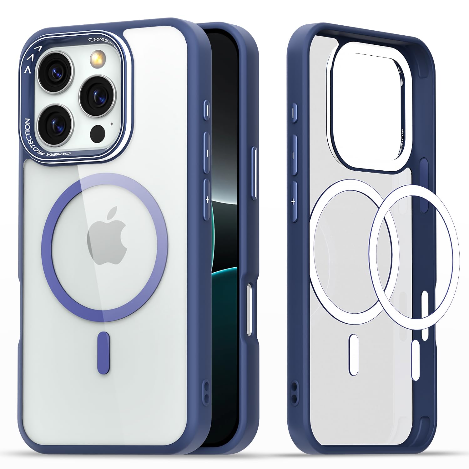 iPhone 16 Pro Max mobile back cover in blue mag-safe by Pikkme