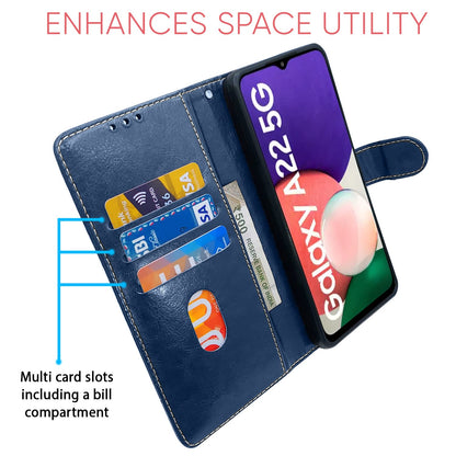 Pikkme Samsung A22 5G Magnetic blue & brown wallet flip cover – photo 3