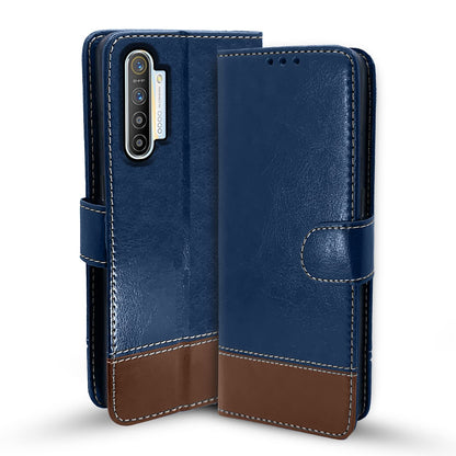 Realme XT/X2 Magnetic mobile flip cover in blue & brown by Pikkme