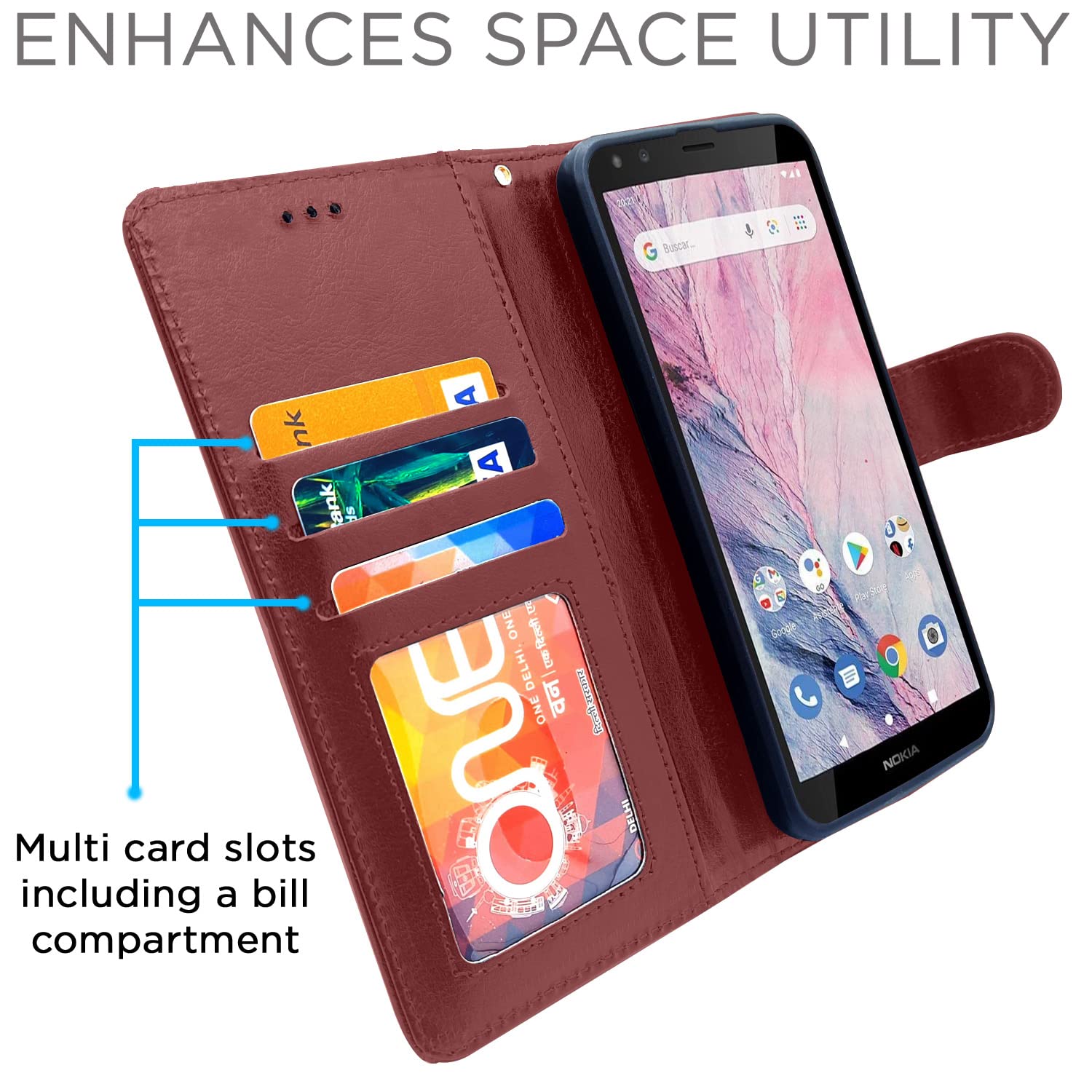 Pikkme Nokia C01 Plus Magnetic brown flip case – photo 3