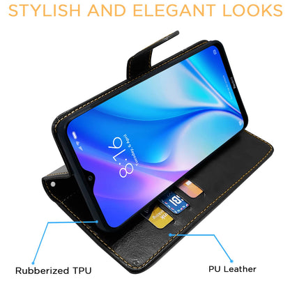 Redmi 8A wallet flip cover in black & brown by Pikkme – photo 5
