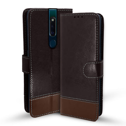 Pikkme coffee & brown Magnetic mobile flip cover for Oppo F11 Pro