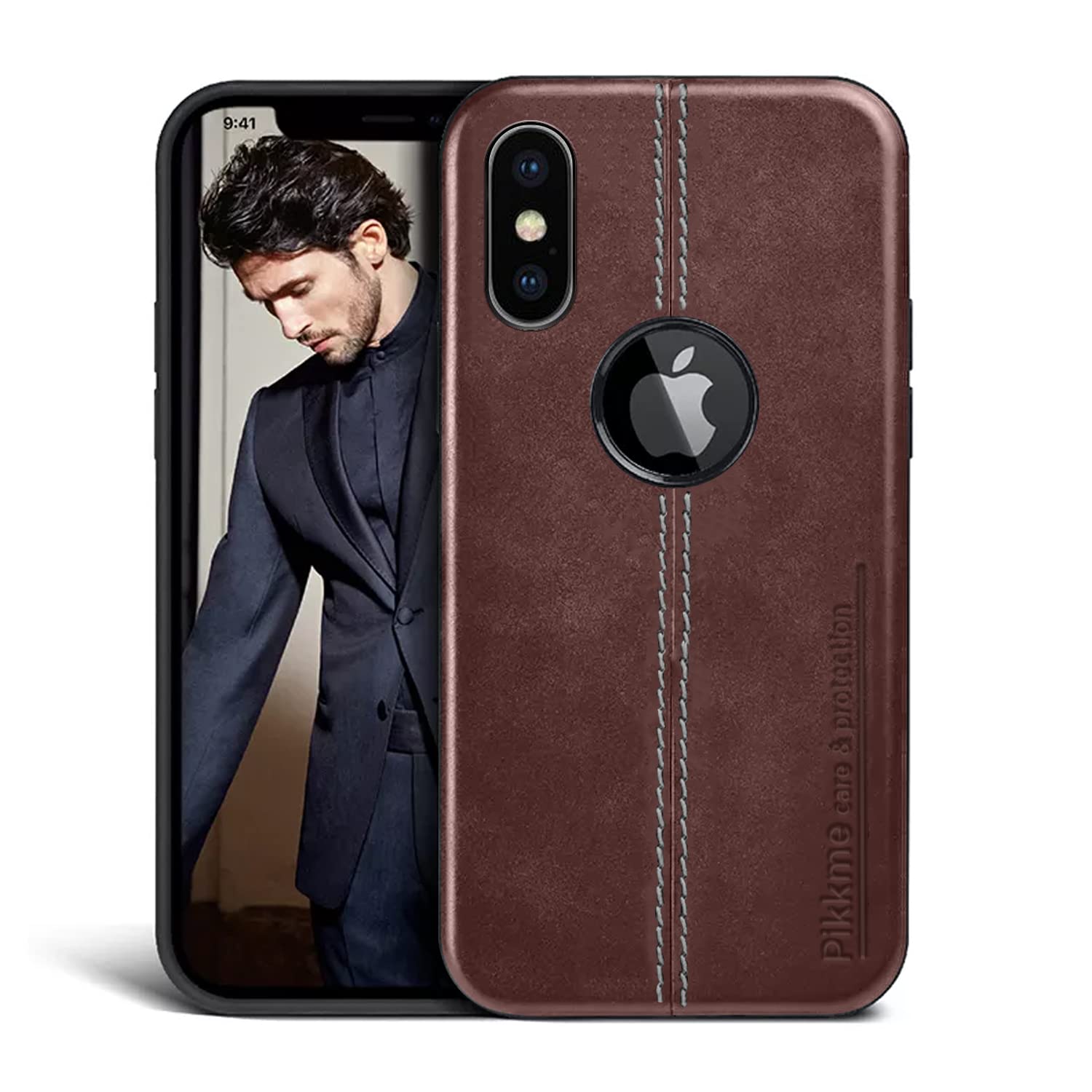 Pikkme iPhone X Leather brown mobile cover