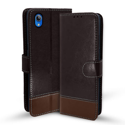 Pikkme coffee & brown Magnetic wallet flip cover for Vivo Y91i