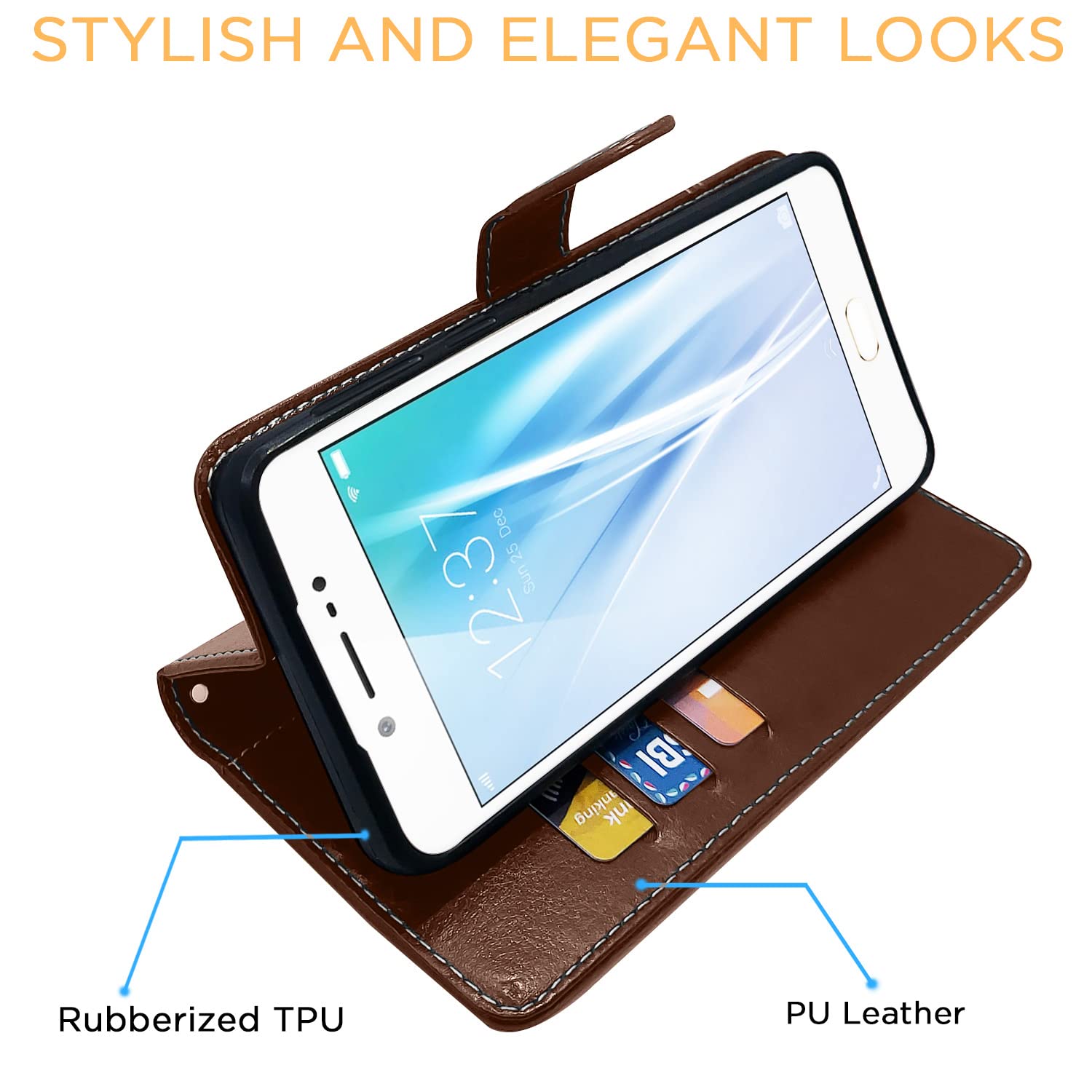 Vivo V5/V5s flip case in brown & coffee by Pikkme – photo 5
