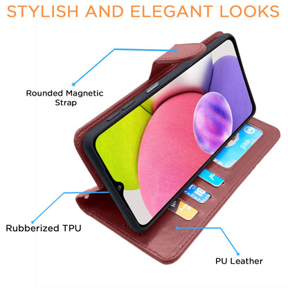 Samsung A03s flip cover in brown by Pikkme – photo 5