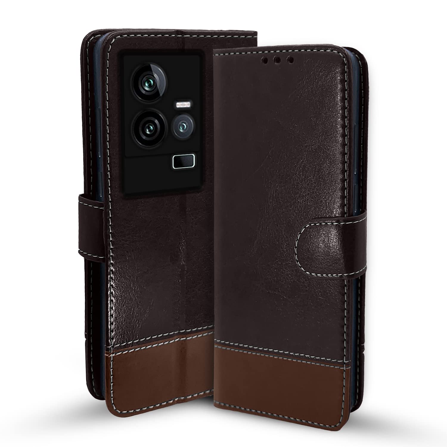 Pikkme coffee & brown Magnetic flip case for iQOO 11 5G