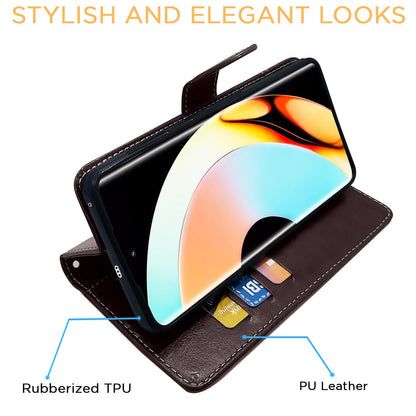 Pikkme Realme 10 Pro Plus 5G coffee & brown wallet flip cover – photo 5